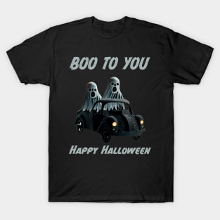 Boo to You 2 Ghosts in a Car for Halloween Parade T-Shirt